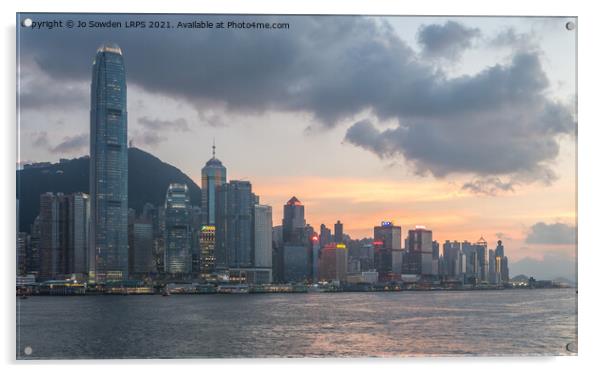 Hong Kong at Sunset Acrylic by Jo Sowden