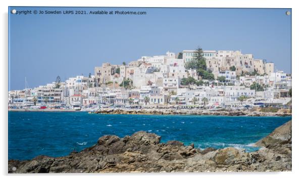 Naxos Town Acrylic by Jo Sowden