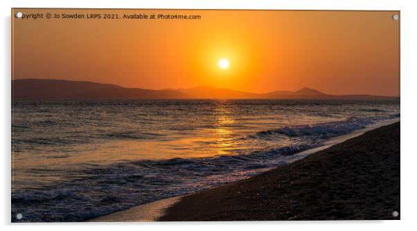 Plaka Beach sunset, Naxos   Acrylic by Jo Sowden
