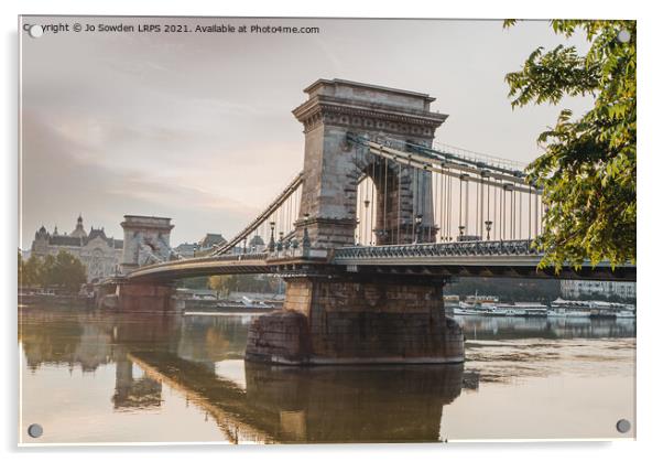 Chain Bridge at Dawn, Budapest Acrylic by Jo Sowden