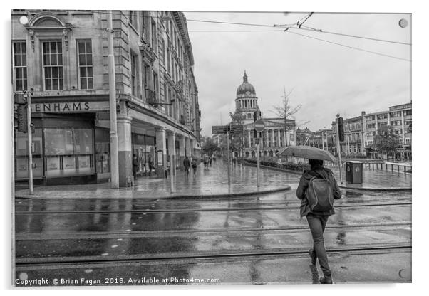 Rainy day in Nottingham Acrylic by Brian Fagan