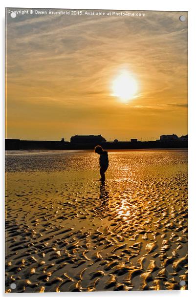  sunset silhouette boy Acrylic by Owen Bromfield