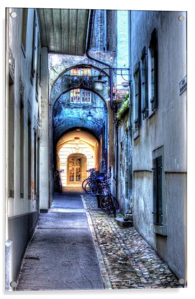  Walk way in the old town of Bern, Switzerland Acrylic by Paul Williams