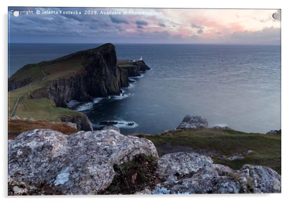 Neist Point Lighthouse on the Isle of Skye Acrylic by Jolanta Kostecka