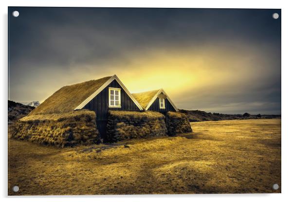 Old Huts Acrylic by Svetlana Sewell