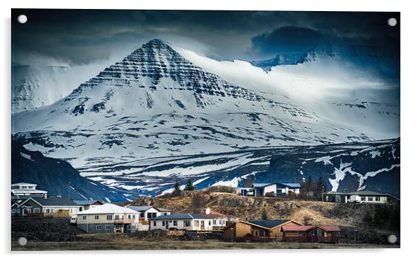 Icelandic Village Acrylic by Svetlana Sewell
