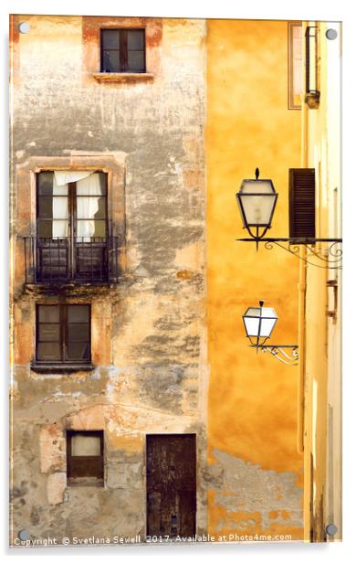 Yellow and Old Wall Acrylic by Svetlana Sewell