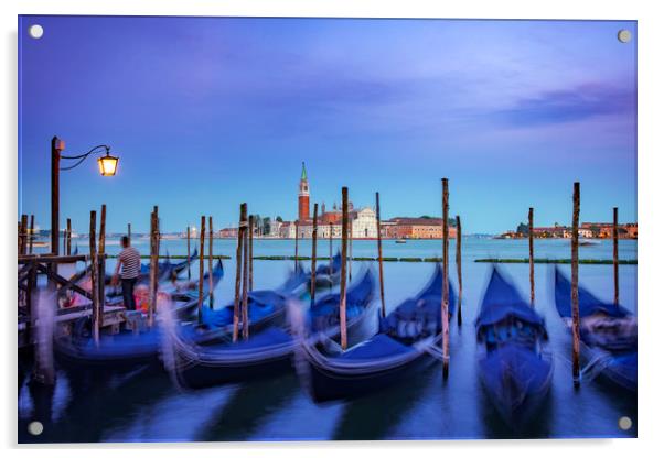 Gondolas in Venice Acrylic by Svetlana Sewell