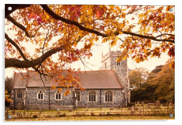 Autumn Brunch and Church Acrylic by Svetlana Sewell