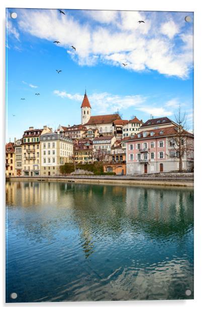 Town Thun in Switzerland  Acrylic by Svetlana Sewell