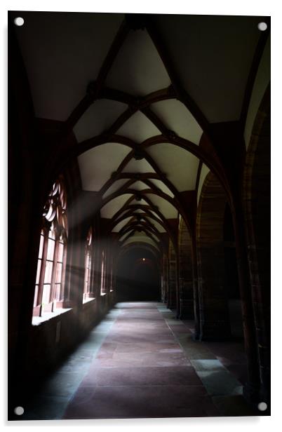 Basel Cathedral dark corridor Acrylic by Svetlana Sewell