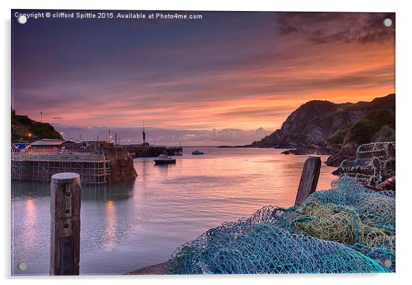  Ilfracombe Harbour Sunrise Acrylic by clifford Spittle