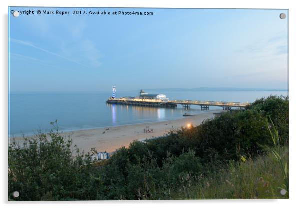 Long exposure of Bournemouth beach and pier Acrylic by Mark Roper