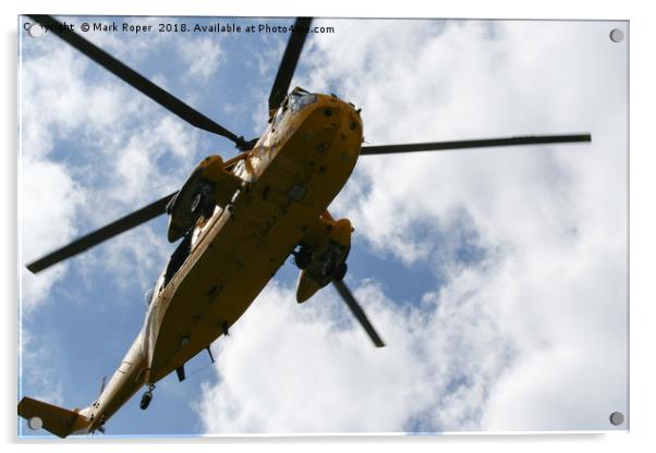 Sea King Search and Rescue Helicopter From Below Acrylic by Mark Roper
