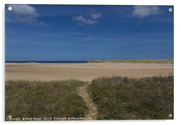 Sand dunes and the beach at Wells-next-the-Sea Acrylic by Mark Roper