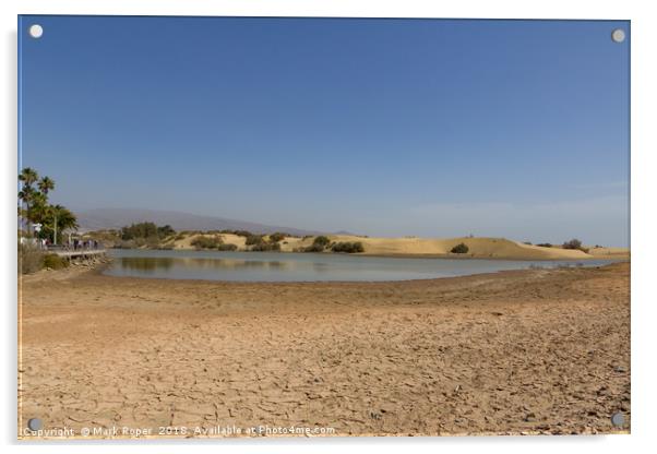 La Charca nature reserve lake next to the sand dun Acrylic by Mark Roper