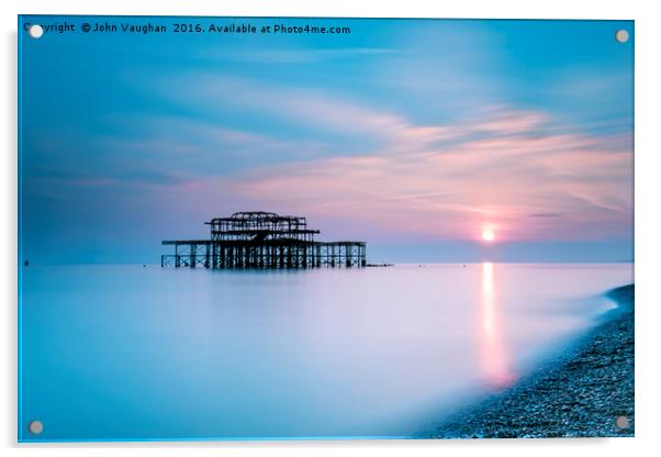 Sunset at Brighton West Pier Acrylic by John Vaughan