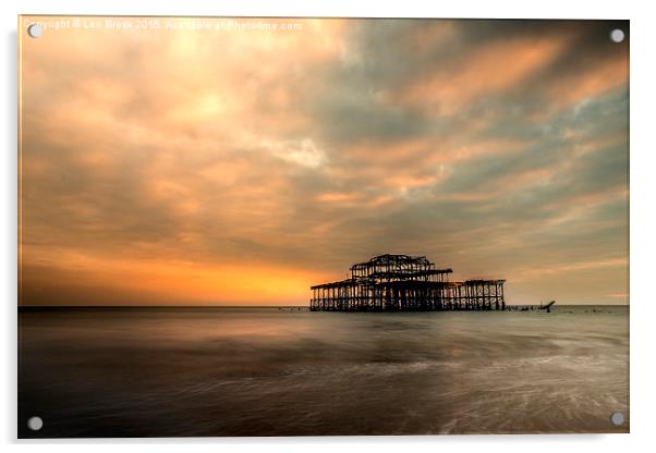 Brighton Pier Sunset   Acrylic by Len Brook