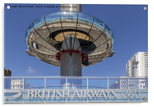 Brighton British Airways i360 Acrylic by Len Brook