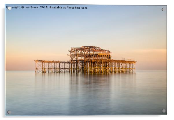 Brighton West Pier Acrylic by Len Brook