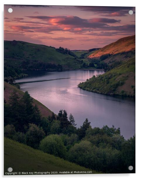 Llyn Clywedog Sunset Acrylic by Black Key Photography