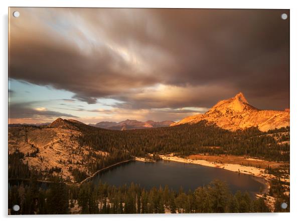 last light...Cathedral Peak, Yosemite Acrylic by Sandra Kepkowska