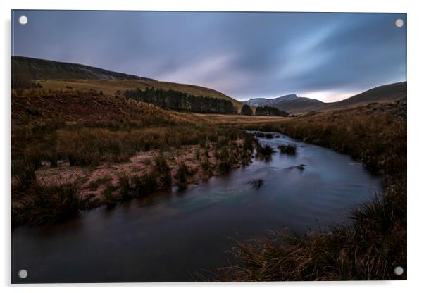 Upper Neuadd Reservoir Acrylic by Sandra Kepkowska