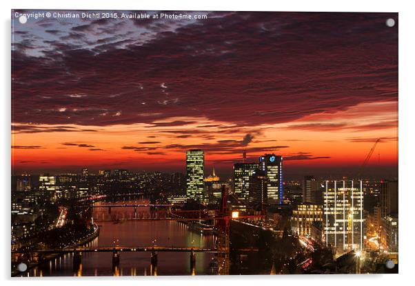  Main, Frankfurt, River, sunset Acrylic by Christian Dichtl