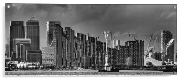 canary wharf skyline black and white Acrylic by tim miller