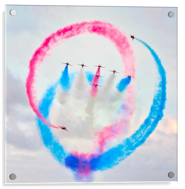 Red Arrows display team in formation Acrylic by tim miller