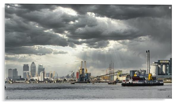 dramatic sky over river thames Acrylic by tim miller