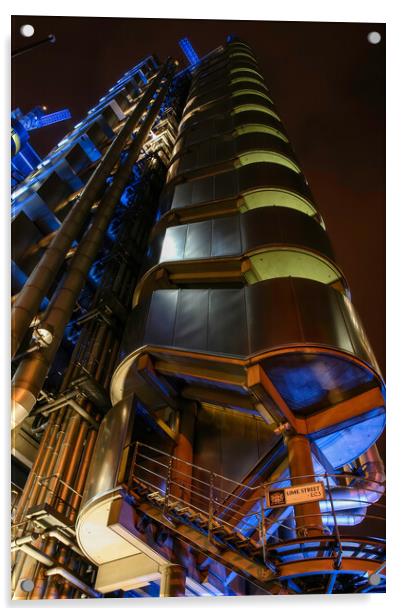 Lloyds building at night Acrylic by tim miller