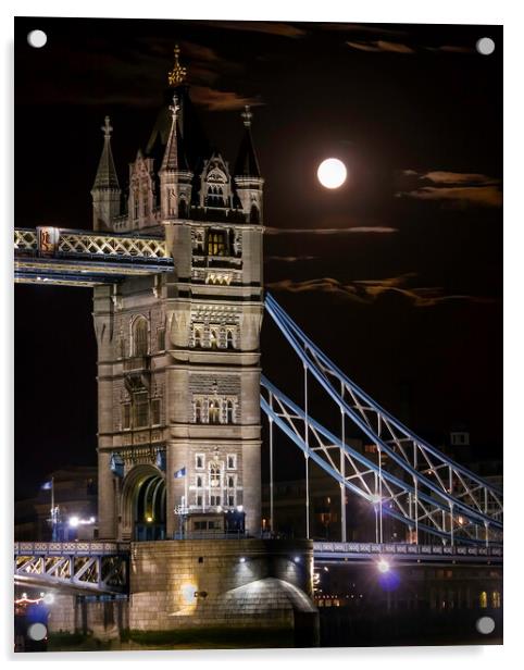 tower bridge by moonlight Acrylic by tim miller