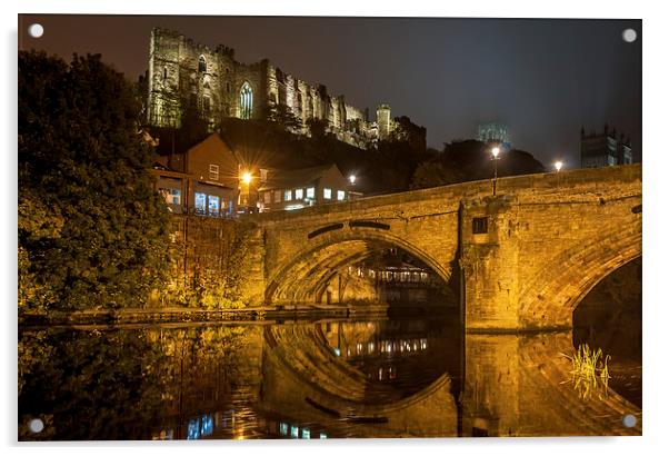 Durham Castle and Framwellgate Bridge by Night Acrylic by Naylor's Photography