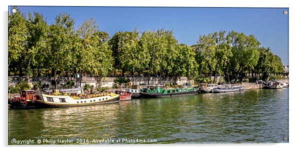 Houseboats on the River Seine Acrylic by Naylor's Photography