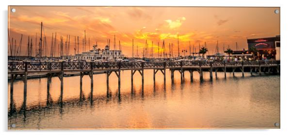 Fiery skies at the Marina Rubicon Acrylic by Naylor's Photography