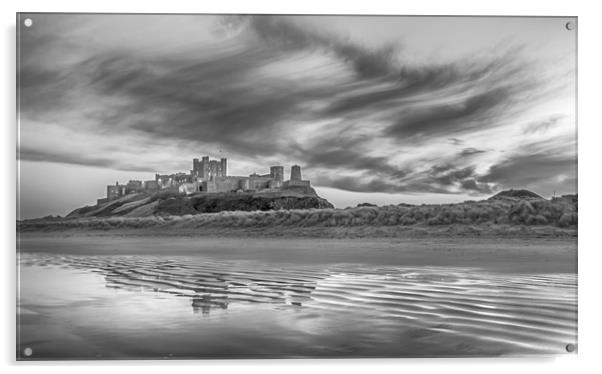 Pretty as a Picture - Bamburgh Castle B&W Acrylic by Naylor's Photography