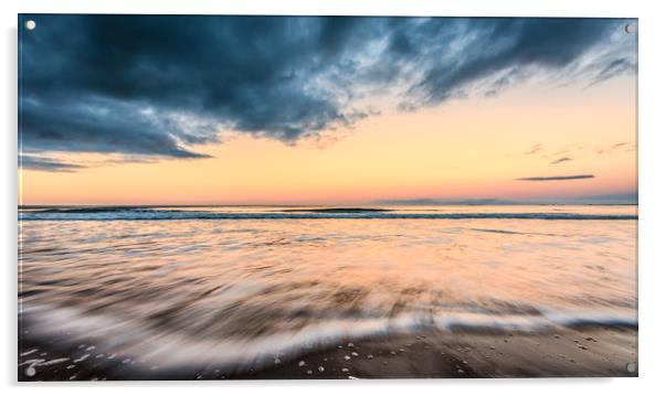Bamburgh beach sunset slowly exposed  Acrylic by Naylor's Photography