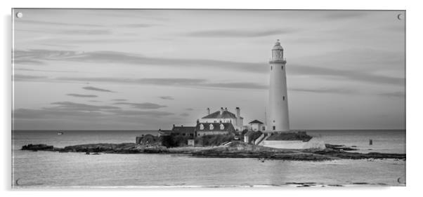 Sundown at St. Mary's Lighthouse in Mono Acrylic by Naylor's Photography