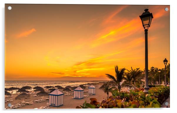 Costa Adeje Golden Sunset Acrylic by Naylor's Photography