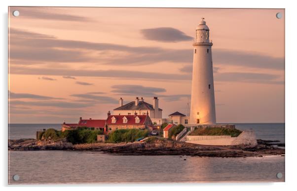 Twilight at St Mary's Lighthouse Acrylic by Naylor's Photography