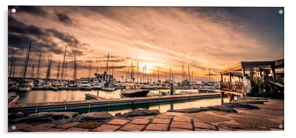 Sunset at Marina Rubicon  Acrylic by Naylor's Photography