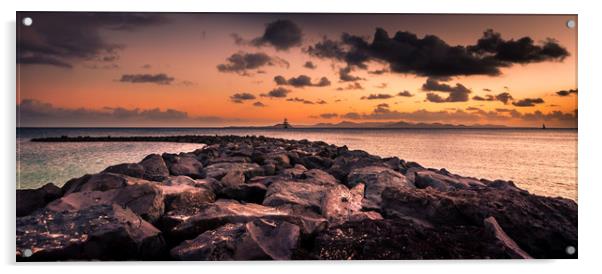 Sunset out to Sea Playa Blanca Acrylic by Naylor's Photography