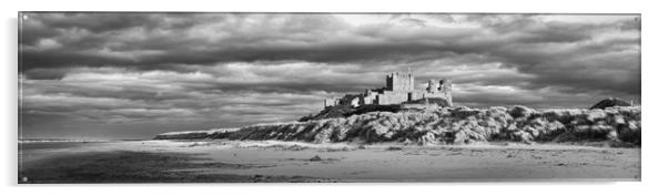 Bamburgh Castle Panorama Mono Acrylic by Naylor's Photography