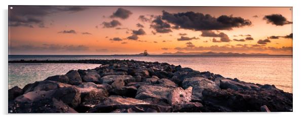 Playa Blanca Sunset over the Rocks Acrylic by Naylor's Photography
