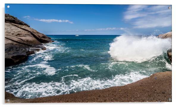 Beautiful bay view over the sea in Costa Adeje  Acrylic by Naylor's Photography