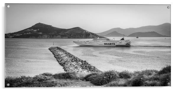 The Seajets ferry at Naxos Port  Acrylic by Naylor's Photography