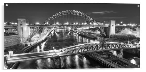 Night at the Quayside in Mono Acrylic by Naylor's Photography