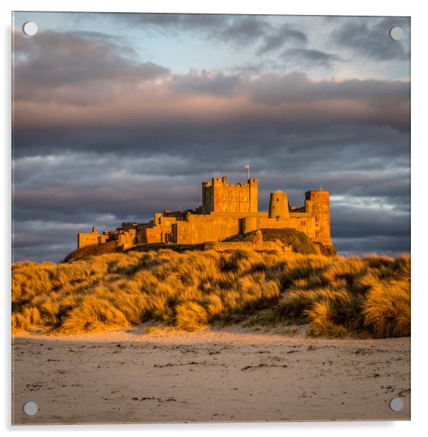 Sunset at Bamburgh Castle Acrylic by Naylor's Photography