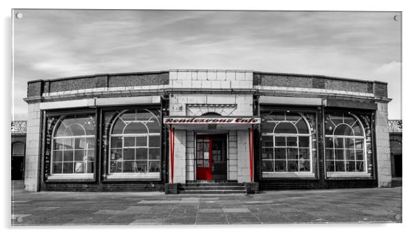 Rendezvous Cafe Beside the Sea Selective Colouring Acrylic by Naylor's Photography